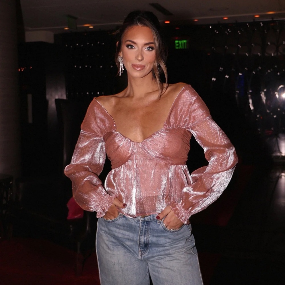 Chic Sheer Pink Women's Blouse